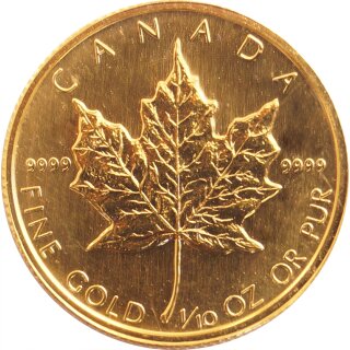 1/10 Unze Gold Maple Leaf in Folie div
