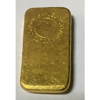 100 g gegossener Goldbarren Rothschild Gegenstempel Montague