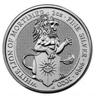 2 Unzen Großbritannien UK Queens Beasts White Lion of Mortimer 2020