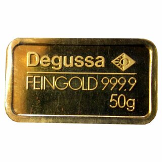 50 Gramm Goldbarren Heraeus / Degussa / Umicore / LBMA