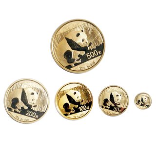 57 Gramm Komplettsatz Gold China Panda 2016 in Original-Folie