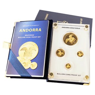 Satz 1/25+1/10+1/4+1 Unze Gold Andorra Eagle 2014 PP Auflage 499
