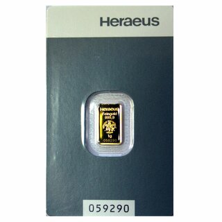 1 Gramm Goldbarren Heraeus / Degussa / Umicore